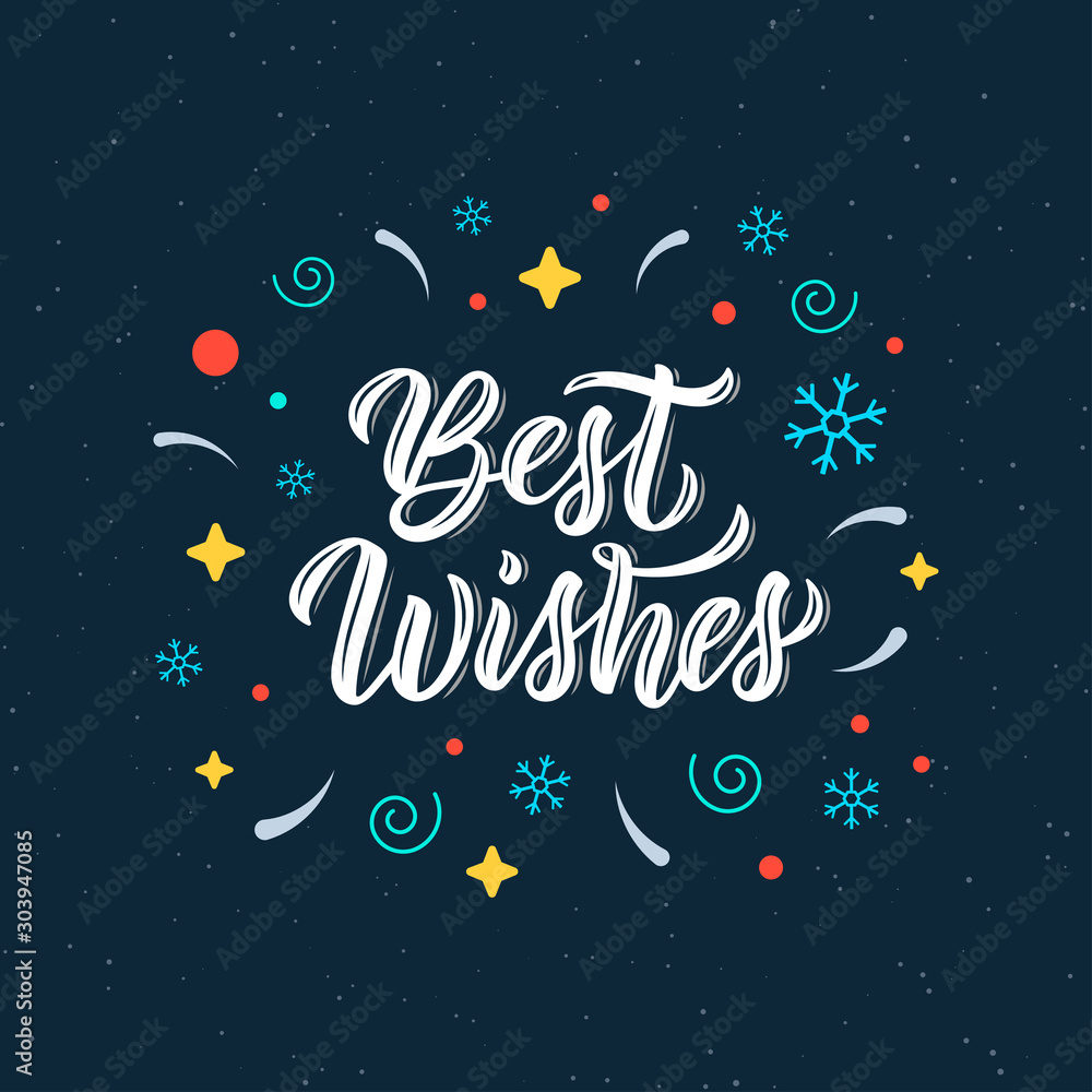 Φωτογραφία Best wishes hand written brush lettering inscription in white ink