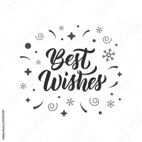 Best wishes hand written brush lettering inscription in black ink. Trendy calligraphic quote, art print for posters, greeting cards design. Vector