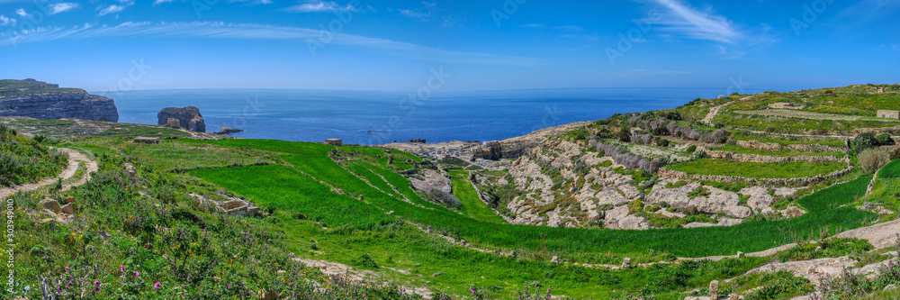 Panorama of San Lawrenz, Gozo Island, Malta