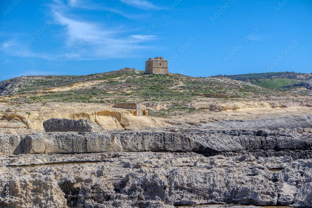Dwajra Tower in Gozo, Maltese island, Malta