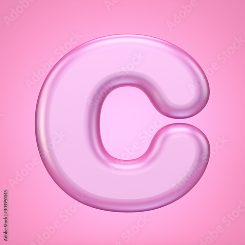 Pink font Letter C 3D