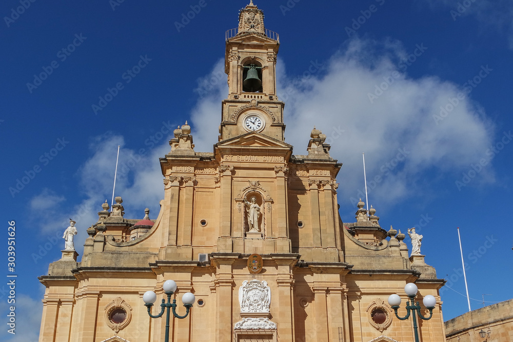 Facade Sacred Heart of Jesus Church, Ir-Rabat, Victoria, Gozo, Malta