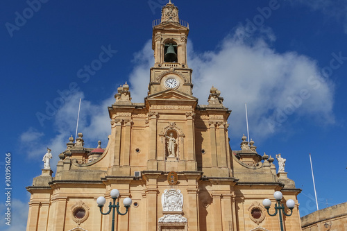 Obraz na płótnie Facade Sacred Heart of Jesus Church, Ir-Rabat, Victoria, Gozo, Malta w salonie