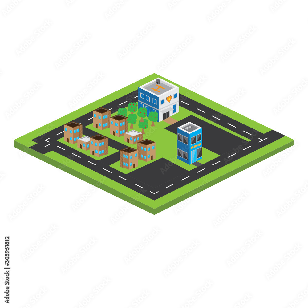 Isolated 3D megalopolis. Skyline of a 3d city - Vector Isolated 3D megalopolis. Skyline of a 3d city - Vector