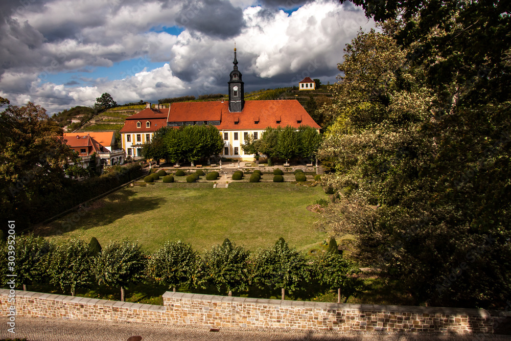 Castle with castle church Diesbar-Seußlitz in Saxony Castle with castle church Diesbar-Seußlitz in Saxony