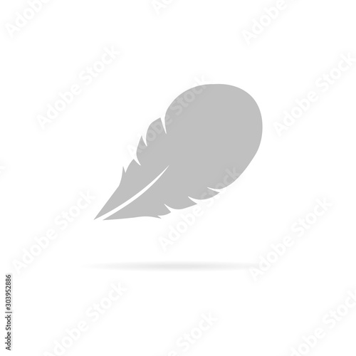 White feather. Logo. Isolated feather on white background