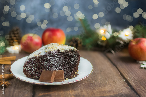 Christmas healthy brownie cake in the style of paleo gluten-free. Dairy-free dessert