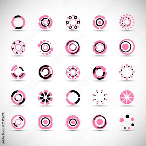 Abstract Circle Icon Set. Vector Isolated On Gray. Abstract Circle For Company Symbol, Dot Logo, Technology Icon And Element Design.Creative Circle Icons For Dot And Tech Logo. Abstract Round Template © milosdizajn