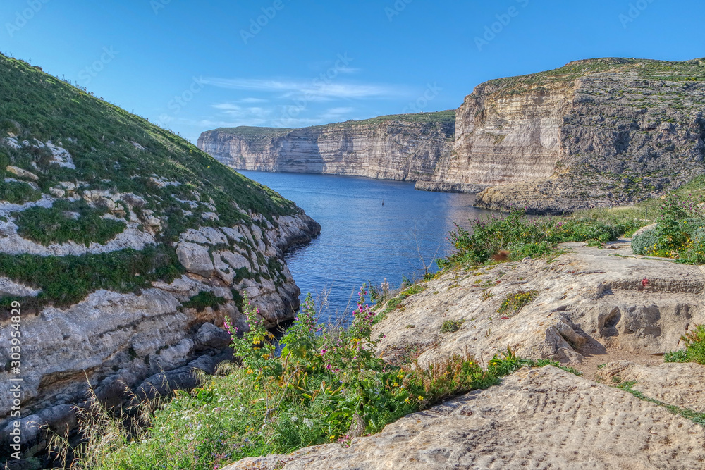 View over Xlendi Bay, Gozo island, Malta