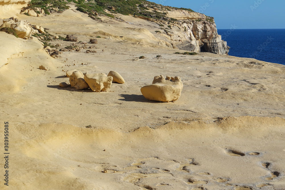 Coast of Xlendi Bay, Gozo Island, Malta