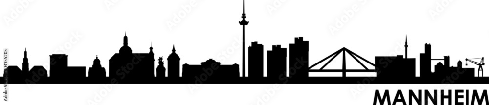 Mannheim City Skyline Vector Silhouette