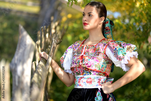 Slovak  folklore.  Slovak girl. photo