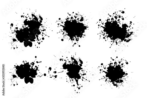 Color ink splashes. Grunge splatters. 