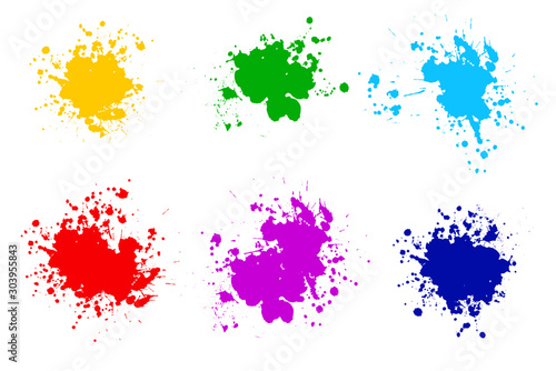 Color ink splashes. Grunge splatters. 