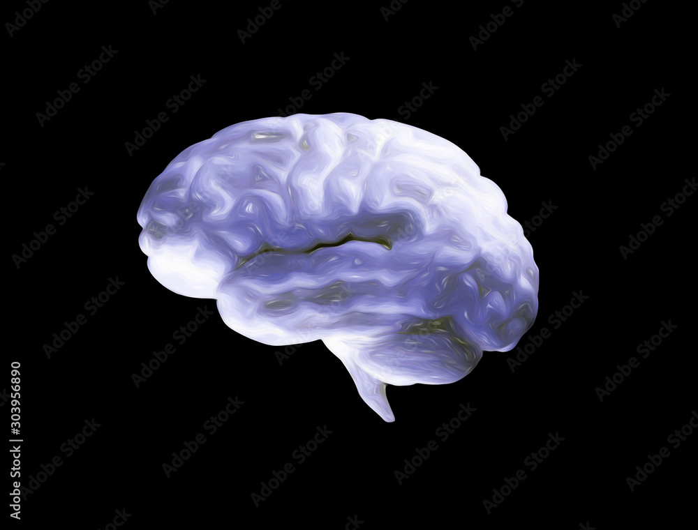Human brain isolated on black background. Abstract painting Human brain isolated on black background. Abstract painting
