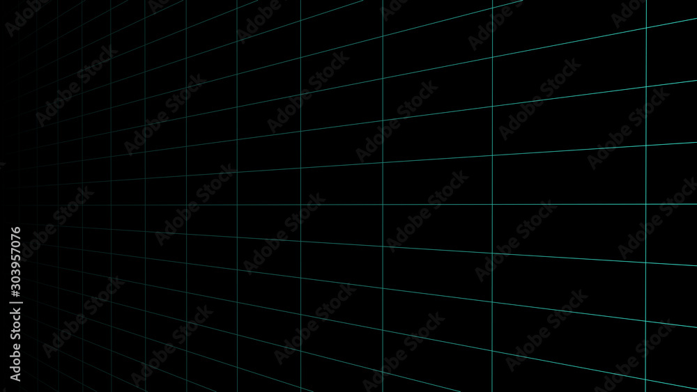 Gradient vector perspective curved grid. Detailed lines on black background. Gradient vector perspective curved grid. Detailed lines on black background.