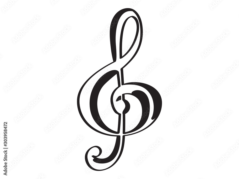 Isolated treble clef icon. Musical note - Vector Isolated treble clef icon. Musical note - Vector