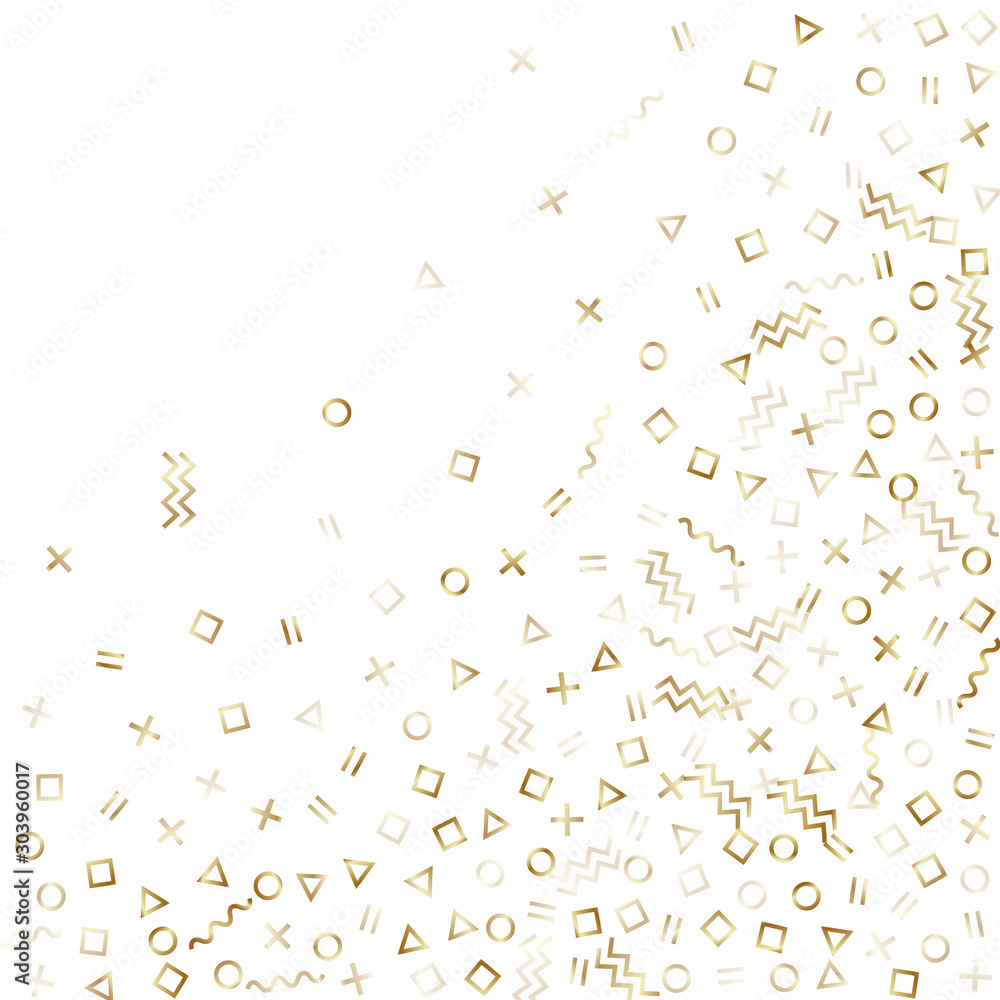 Memphis style geometric confetti vector background of triangle circle square shapes, chevron wavy lines. Memphis style geometric confetti vector background of triangle circle square shapes, chevron wavy lines.