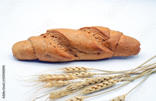 loaf of bread isolated on white