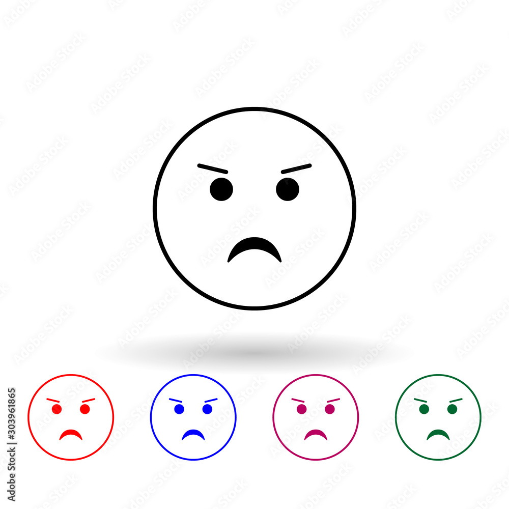 Frowning multi color icon. Simple thin line, outline vector of emoji icons for ui and ux, website or mobile application Frowning multi color icon. Simple thin line, outline vector of emoji icons for ui and ux, website or mobile application