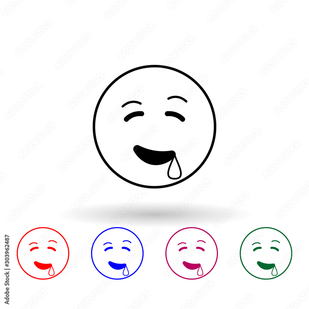 Drooling multi color icon. Simple thin line, outline vector of emoji icons for ui and ux, website or mobile application Drooling multi color icon. Simple thin line, outline vector of emoji icons for ui and ux, website or mobile application