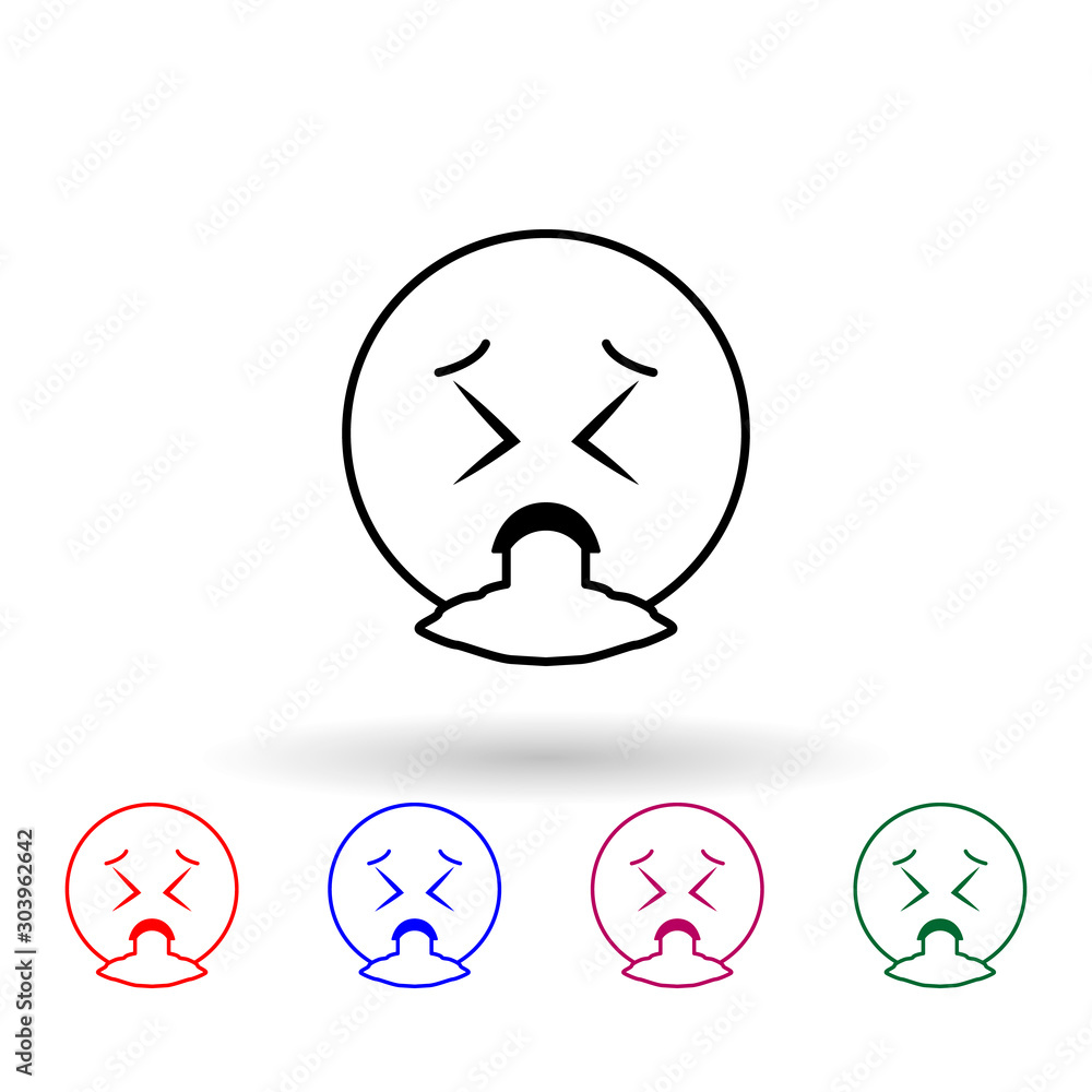 Vomit multi color icon. Simple thin line, outline vector of emoji icons for ui and ux, website or mobile application Vomit multi color icon. Simple thin line, outline vector of emoji icons for ui and ux, website or mobile application