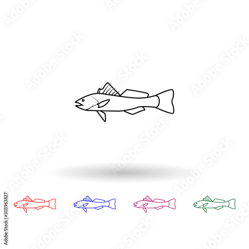 Spotter seatrout multi color icon. Simple thin line, outline vector of fish icons for ui and ux, website or mobile application