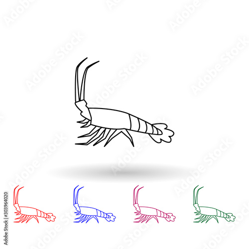 Rock lobster multi color icon. Simple thin line, outline vector of fish icons for ui and ux, website or mobile application