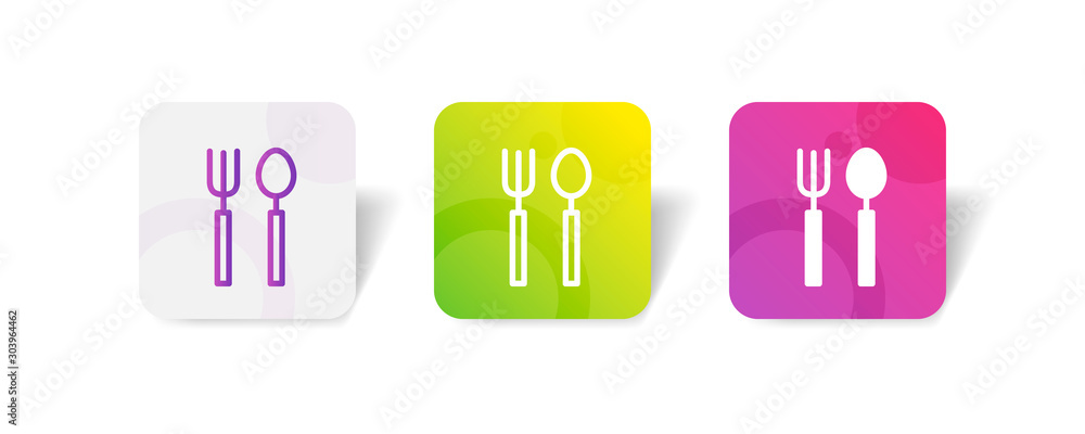 spoon and fork outline and solid icon in smooth gradient background button spoon and fork outline and solid icon in smooth gradient background button