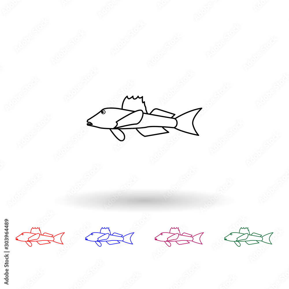 Northen searobin multi color icon. Simple thin line, outline vector of fish icons for ui and ux, website or mobile application