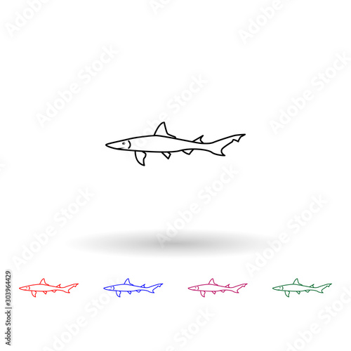 Smooth dogfish multi color icon. Simple thin line, outline vector of fish icons for ui and ux, website or mobile application