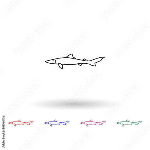 Spiny dogfish multi color icon. Simple thin line, outline vector of fish icons for ui and ux, website or mobile application