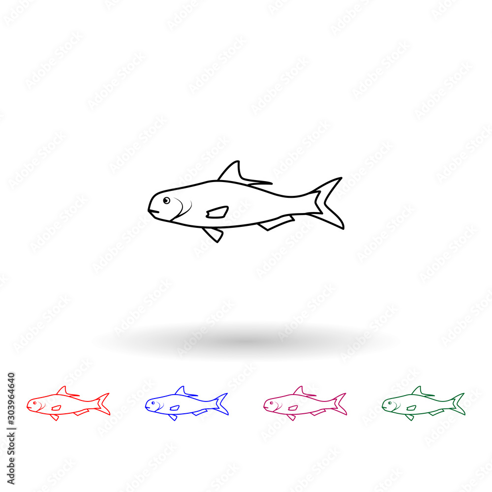 Gizzard shad multi color icon. Simple thin line, outline vector of fish icons for ui and ux, website or mobile application Gizzard shad multi color icon. Simple thin line, outline vector of fish icons for ui and ux, website or mobile application