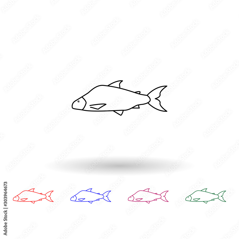 Lake whitefish multi color icon. Simple thin line, outline vector of fish icons for ui and ux, website or mobile application Lake whitefish multi color icon. Simple thin line, outline vector of fish icons for ui and ux, website or mobile application
