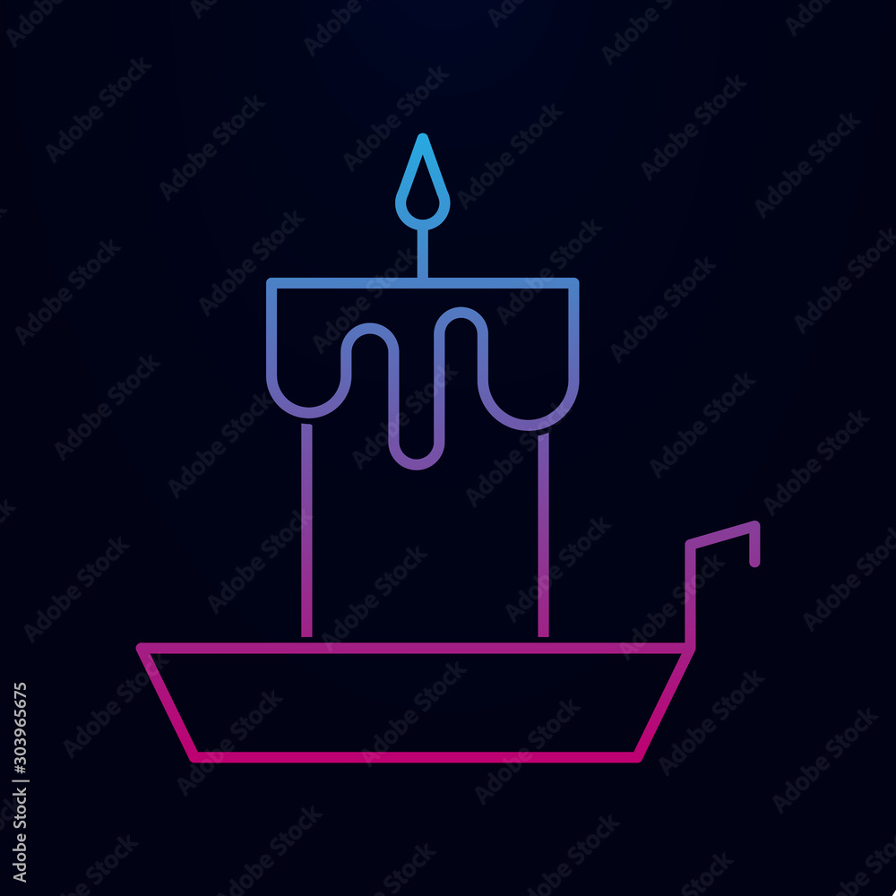 Old fashioned lit candle / candlestick on holder nolan icon. Simple thin line, outline vector of halloween icons for ui and ux, website or mobile application Old fashioned lit candle / candlestick on holder nolan icon. Simple thin line, outline vector of halloween icons for ui and ux, website or mobile application