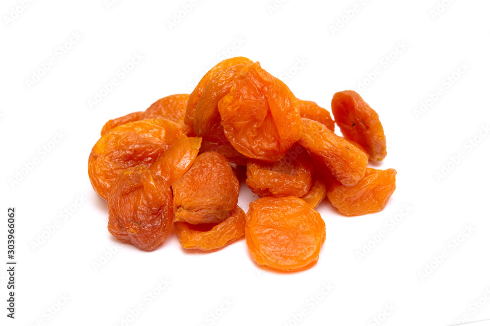 Dried dried apricots on a white background. Dried dried apricots on a white background.