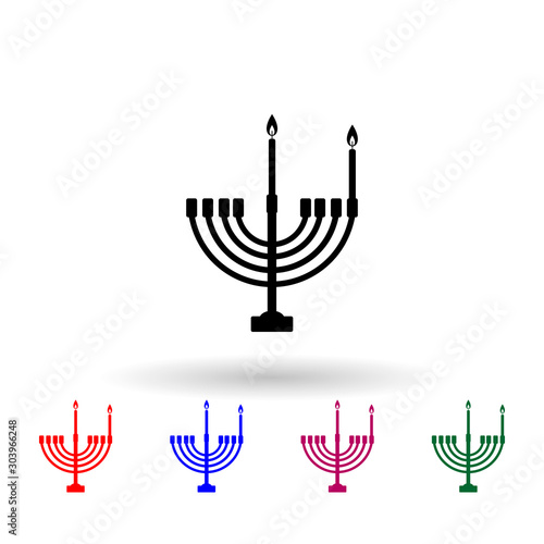 First night of chanukah multi color icon. Simple glyph, flat vector of hanukkah icons for ui and ux, website or mobile application