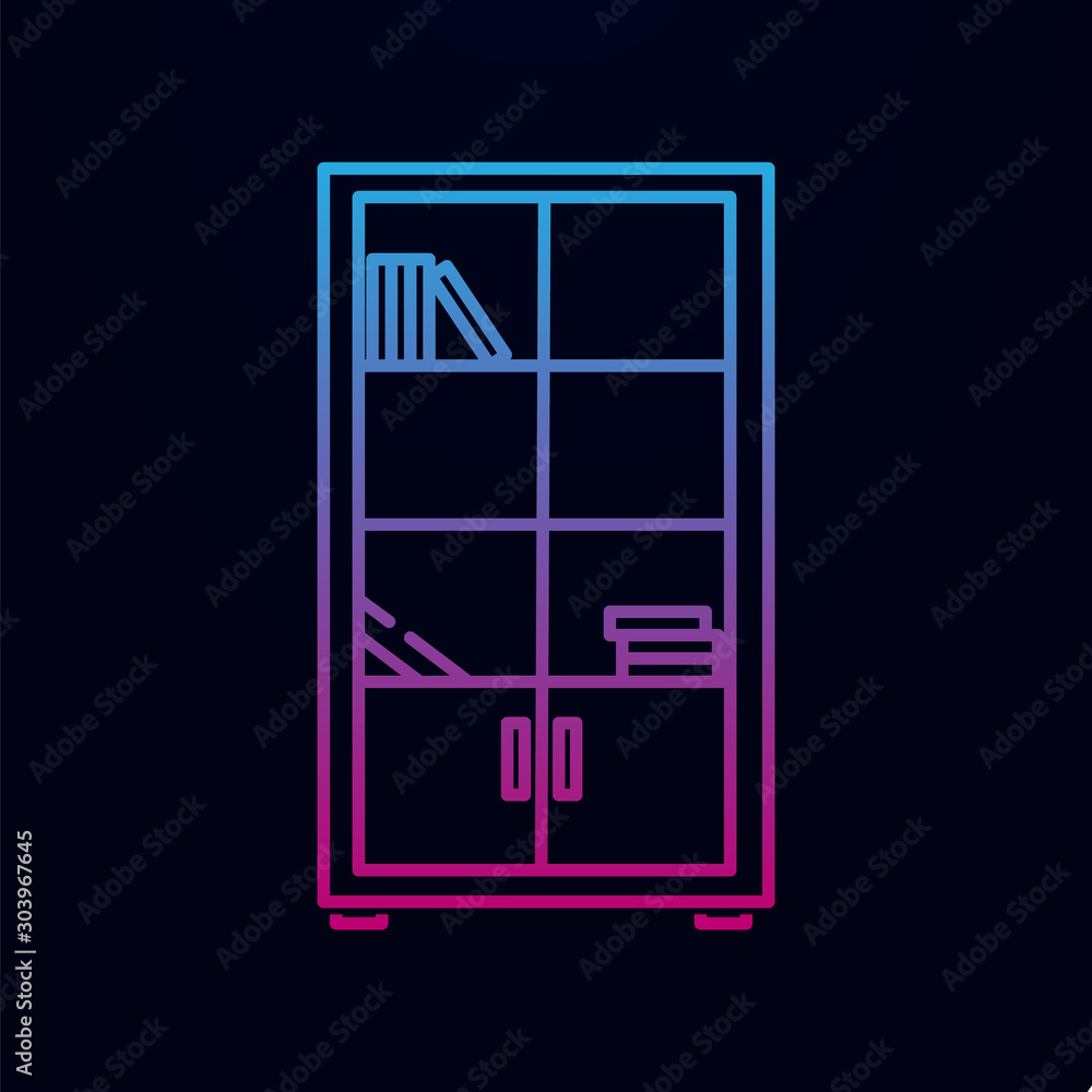 Shelves with books nolan icon. Simple thin line, outline vector of household icons for ui and ux, website or mobile application Shelves with books nolan icon. Simple thin line, outline vector of household icons for ui and ux, website or mobile application