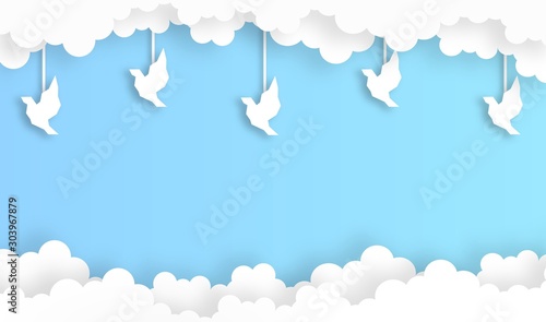 sky with bird landscape bac...