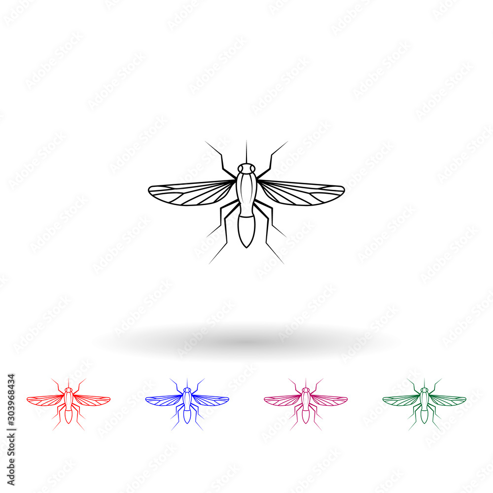 Mosquito multi color icon. Simple thin line, outline vector of insect icons for ui and ux, website or mobile application Mosquito multi color icon. Simple thin line, outline vector of insect icons for ui and ux, website or mobile application
