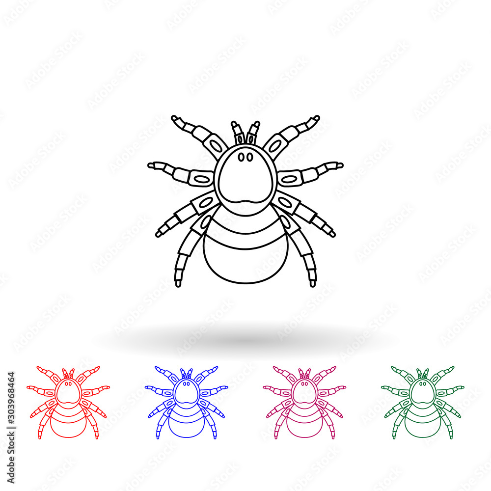 Spider multi color icon. Simple thin line, outline vector of insect icons for ui and ux, website or mobile application Spider multi color icon. Simple thin line, outline vector of insect icons for ui and ux, website or mobile application