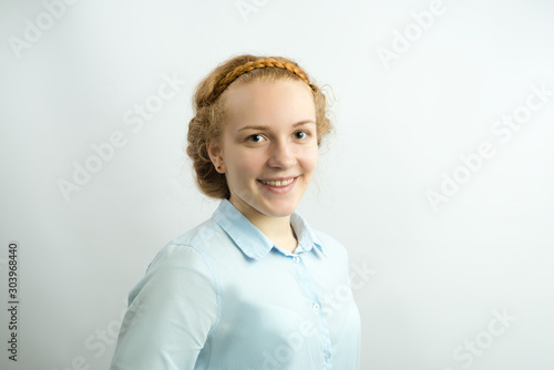 portrait happy young woman isolated