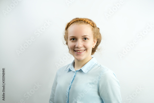 portrait happy young woman isolated