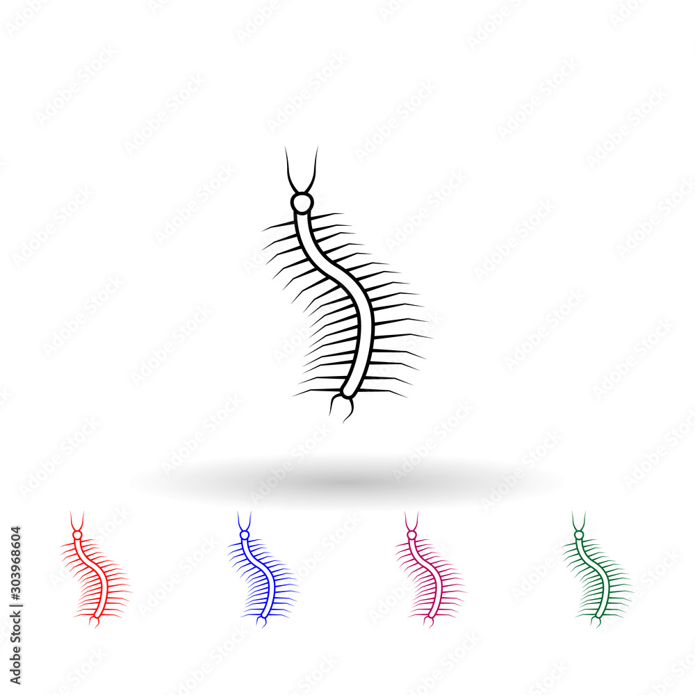 Centipede multi color icon. Simple thin line, outline vector of insect icons for ui and ux, website or mobile application