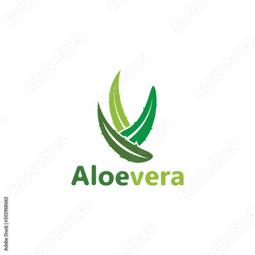 Aloe vera logo vector illustration template