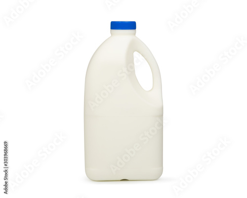 Fresh milk in a plastic gallon. Clipping path.