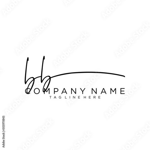 Initial letter BB Signature handwriting Logo Vector	