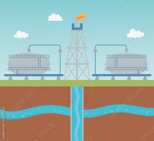 oil pump with water tank extracting process fracking