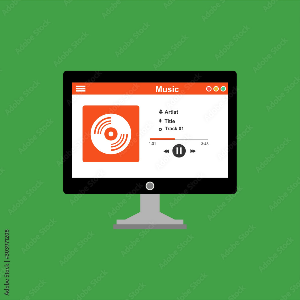 Vector illustration of music player flat design concept. easy to use and highly customizable. Vector illustration of music player flat design concept. easy to use and highly customizable.