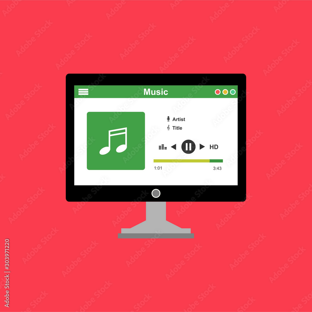 Vector illustration of music player flat design concept. easy to use and highly customizable. Vector illustration of music player flat design concept. easy to use and highly customizable.